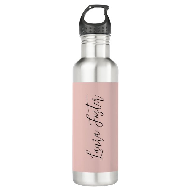 Classical Handwriting Elegant Name Rose Gold Stainless Steel Water Bottle (Front)