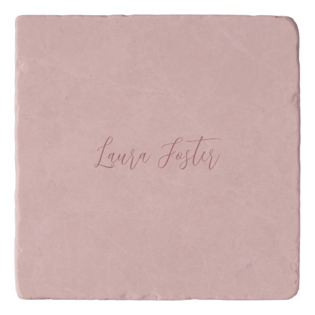 Classical Handwriting Elegant Name Rose Gold Trivet (Front)