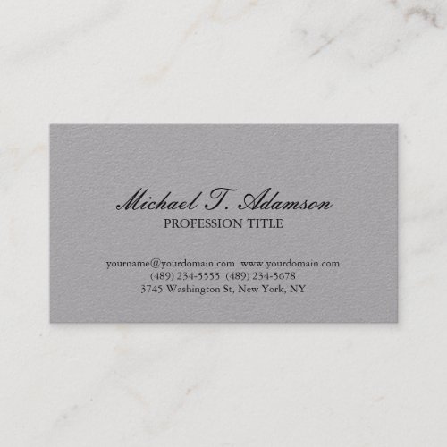 Classical Handwriting Grey Elegant Plain Simple Business Card