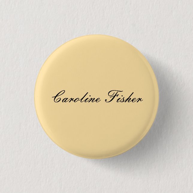 Classical Handwriting Plain Simple Beige Button (Front)