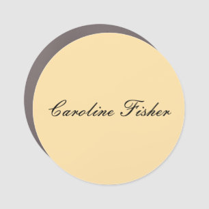 Classical Handwriting Plain Simple Beige Car Magnet