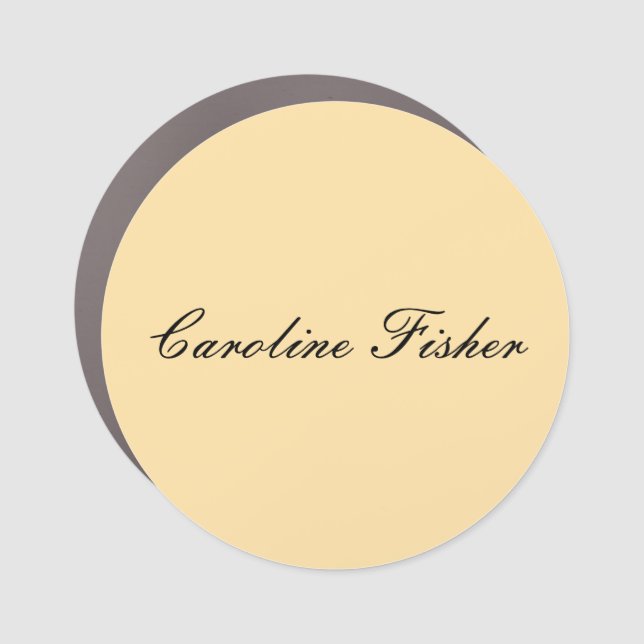 Classical Handwriting Plain Simple Beige Car Magnet (Front)
