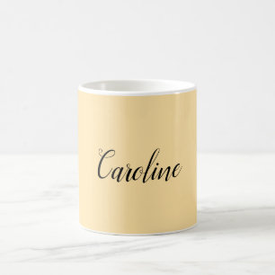 Classical Handwriting Plain Simple Beige Coffee Mug