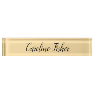 Classical Handwriting Plain Simple Beige Desk Name Plate