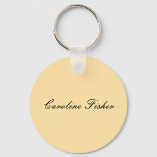 Classical Handwriting Plain Simple Beige Keychain