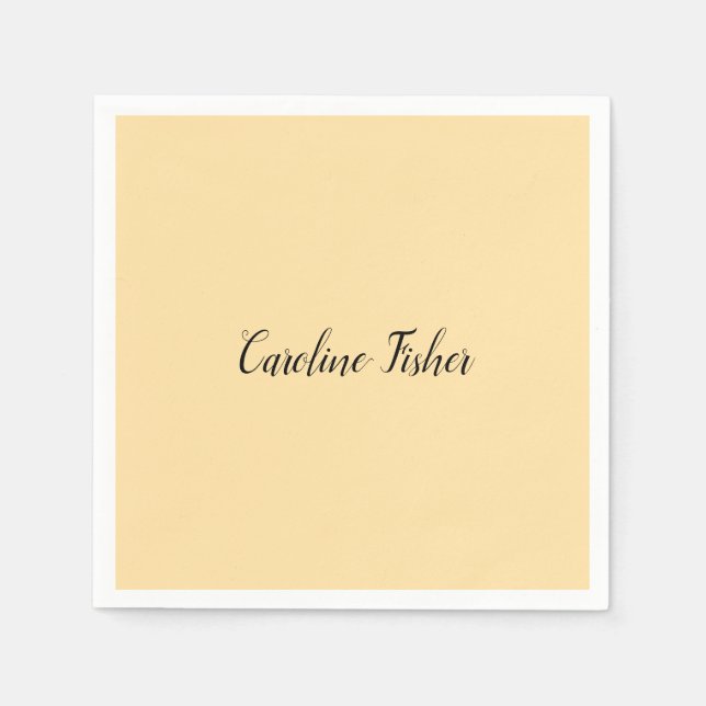 Classical Handwriting Plain Simple Beige Napkins (Front)