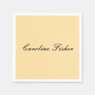 Classical Handwriting Plain Simple Beige Napkins