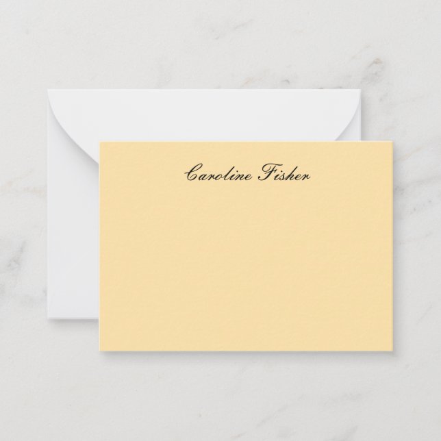 Classical Handwriting Plain Simple Beige Note Card (Front)