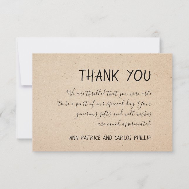 CLASSICAL HANDWRITTEN THANK YOU CARD - KRAFT PAPER (Front)