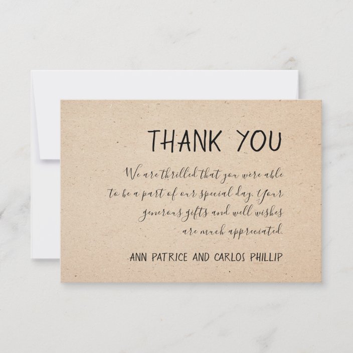 CLASSICAL HANDWRITTEN THANK YOU CARD - KRAFT PAPER | Zazzle.com