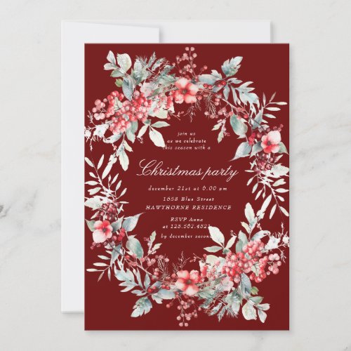 Classical Holiday Berries Christmas Party Invitation