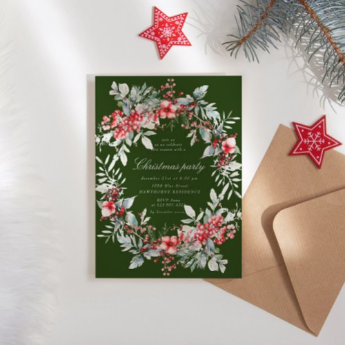 Classical Holiday Berries Christmas Party Invitation