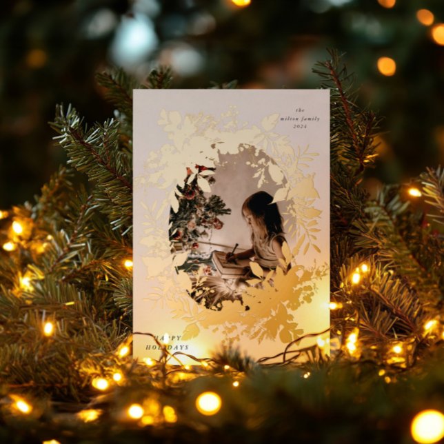 Classical Holiday Berries Photo Foil Invitation (Creator Uploaded)