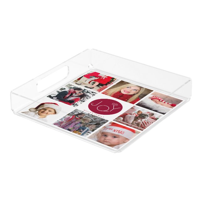Classical Joy Photo Collage Holiday Acrylic Tray (Angled)