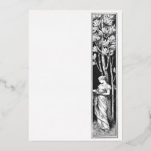 Classical lady border Foil Invitation
