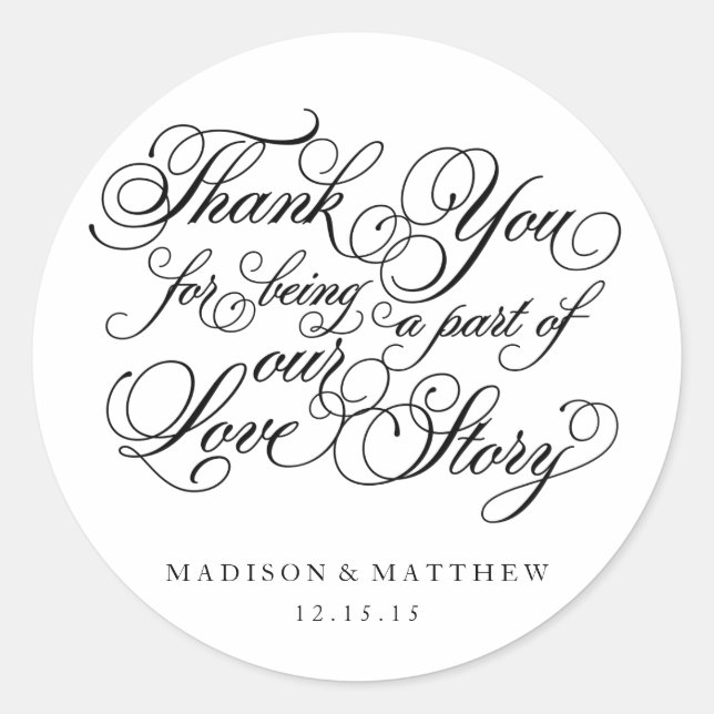 Classical Love Story | Wedding Favor Labels (Front)