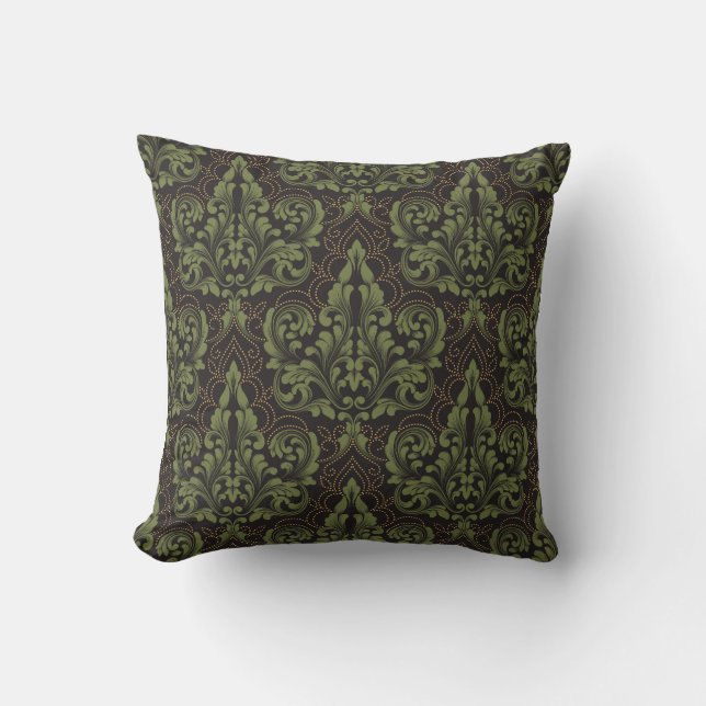 Classical luxury old fashioned damask ornament throw pillow (Front)