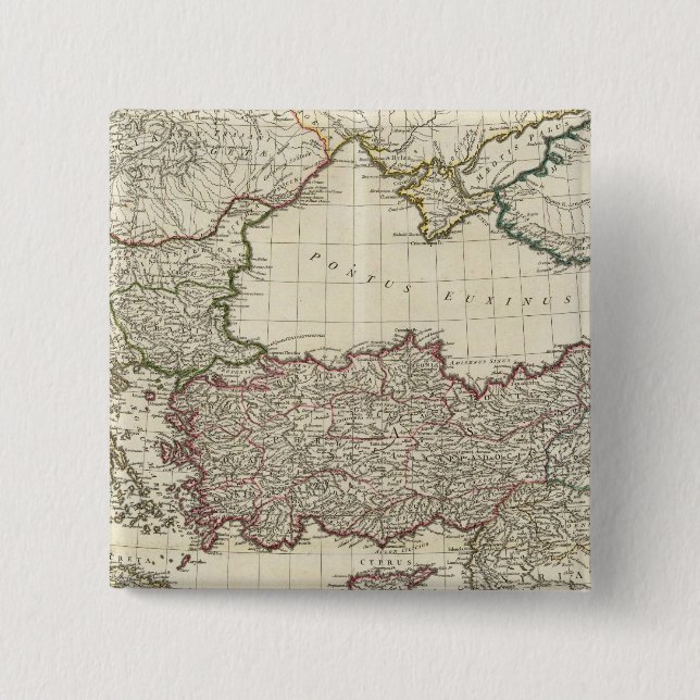 Classical Map of Rome Pinback Button (Front)