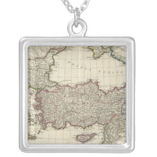 Classical Map of Rome Silver Plated Necklace