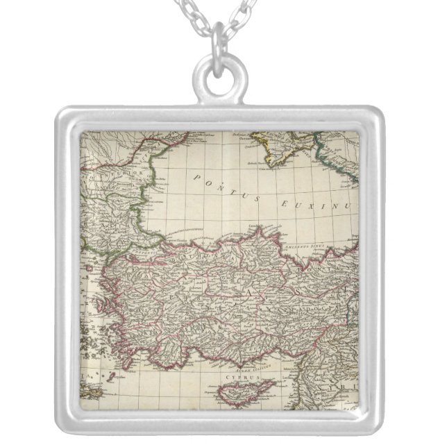 Classical Map of Rome Silver Plated Necklace (Front)