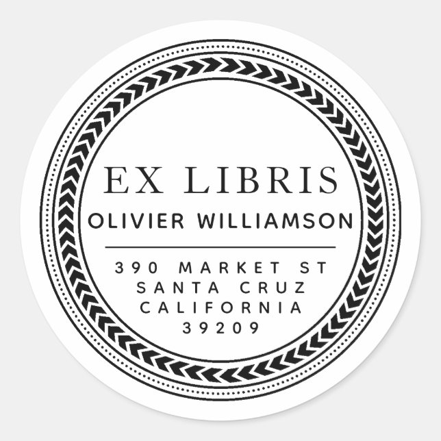Classical Masculine Frame Ex Libris Bookplate (Front)