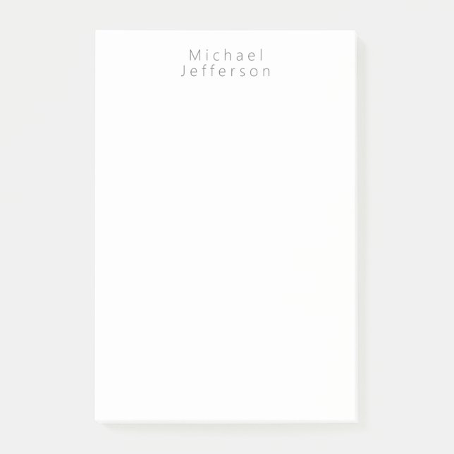 Classical Minimalist Elegant Name Black White Post-it Notes (Front)