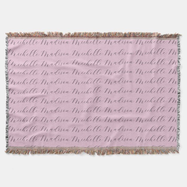 Classical Minimalist Name Handwriting Throw Blanket (Front)