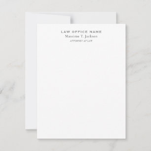 Classical Minimalist Plain Simple Black White Note Card