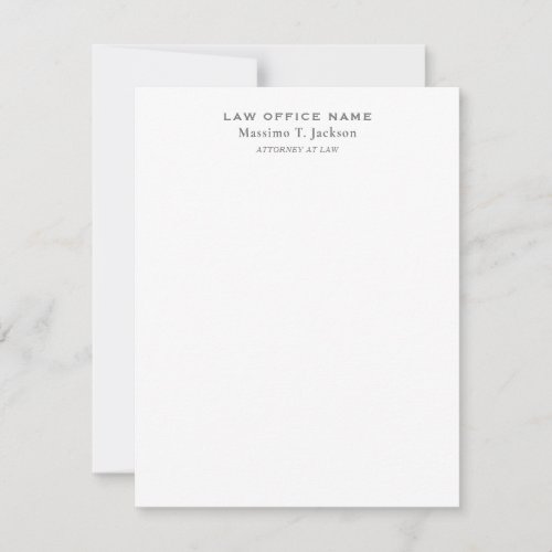 Classical Minimalist Plain Simple Black White Note Card