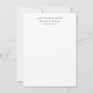 Classical Minimalist Plain Simple Black White Note Card