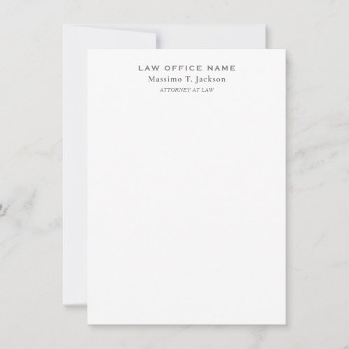 Classical Minimalist Plain Simple Black White Note Card
