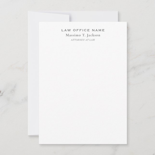 Classical Minimalist Plain Simple Black White Note Card (Front)