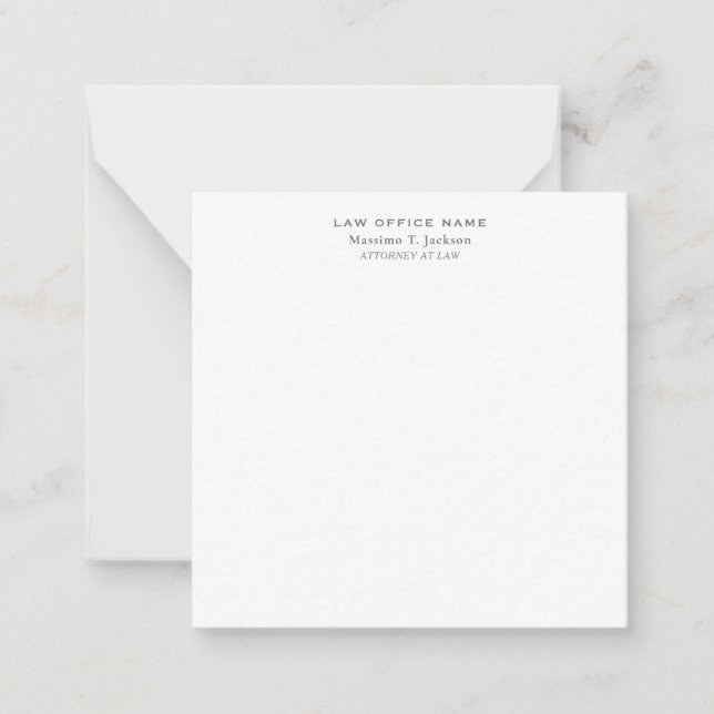 Classical Minimalist Plain Simple Black White Note Card (Front)