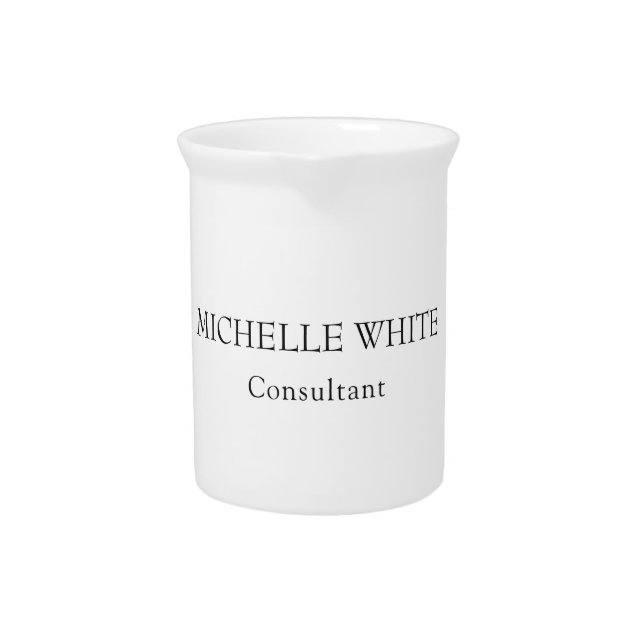 Classical Minimalist Professional Add Name Beverage Pitcher (Front)