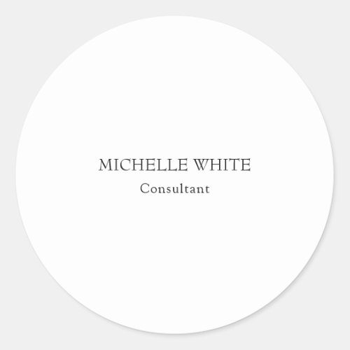 Classical Minimalist Professional Add Name Classic Round Sticker