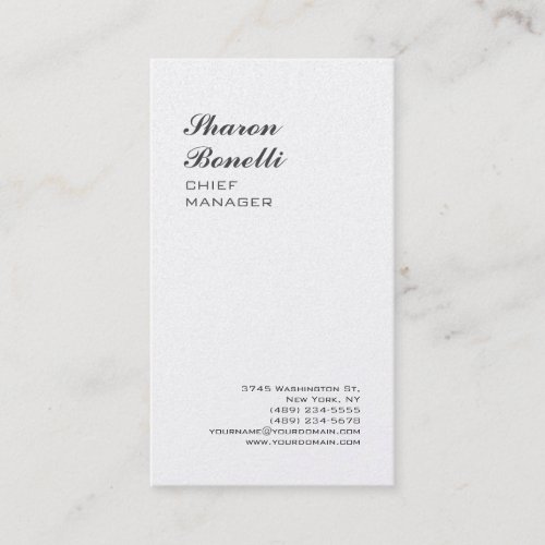 Classical Minimalist Professional Premium Pearl  Business Card