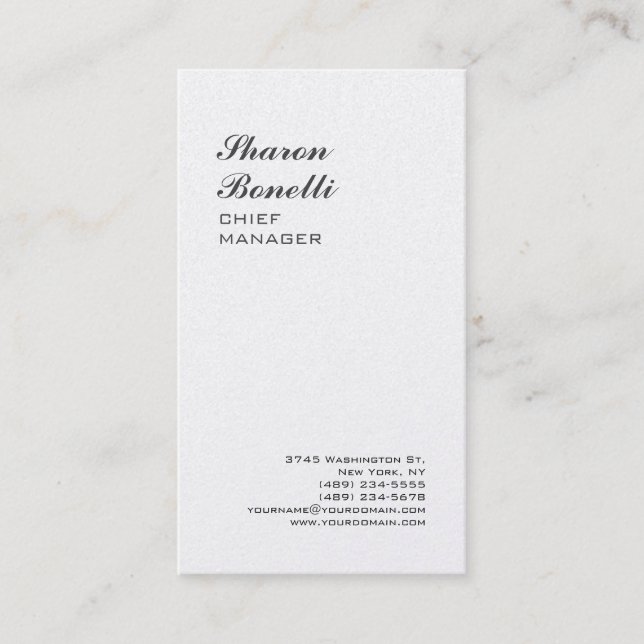 Classical Minimalist Professional Premium Pearl  Business Card (Front)