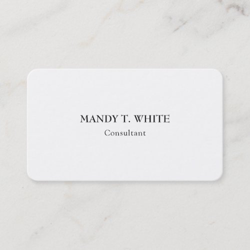 Classical Minimalist White Professional Elegant Business Card