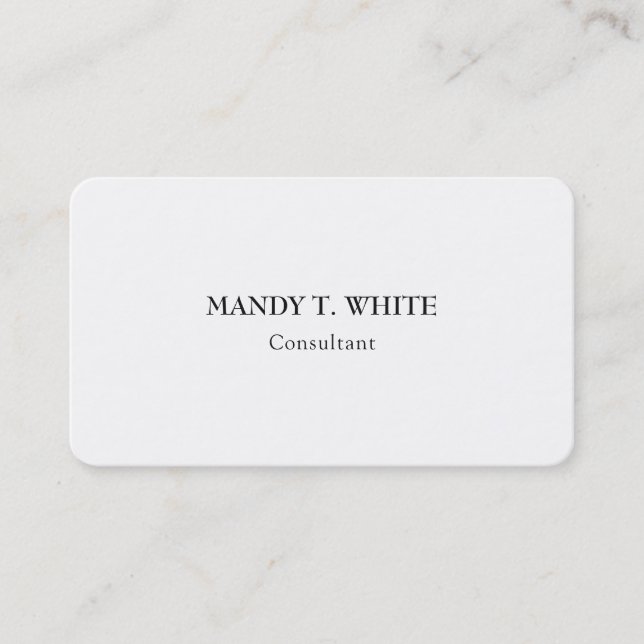 Classical Minimalist White Professional Elegant Business Card (Front)