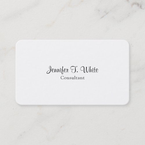 Classical Minimalist White Professional Plain Business Card