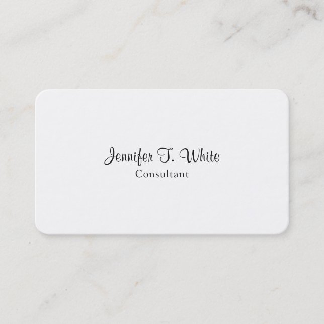 Classical Minimalist White Professional Plain Business Card (Front)