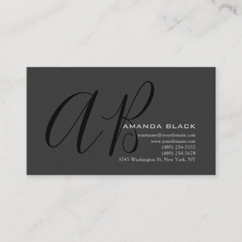 Classical Monogram Custom Grey Black Ultra-Thick Business Card