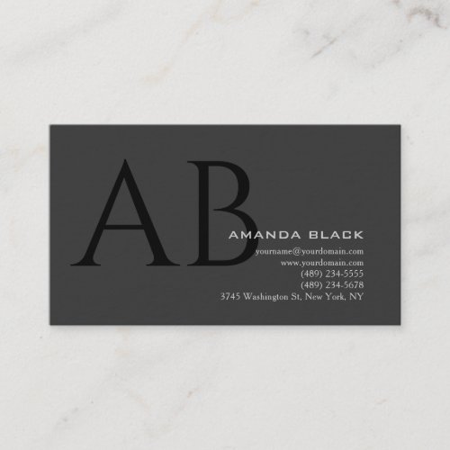 Classical Monogram Custom Grey Black Ultra-Thick Business Card