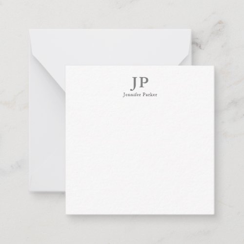Classical Monogram Professional Grey White Chic Note Card