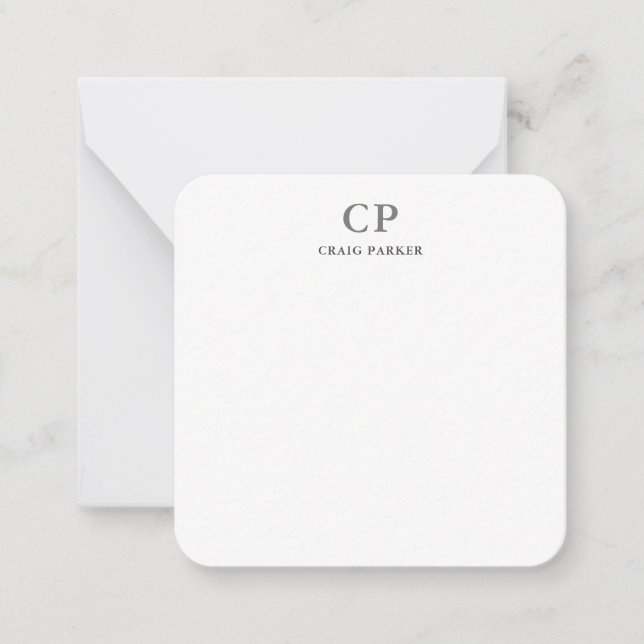 Classical Monogram Professional Plain Note Card (Front)