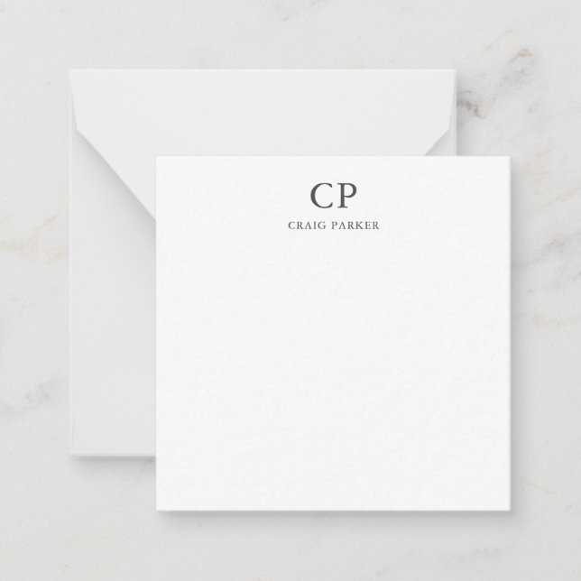 Classical Monogram Professional Plain Note Card (Front)