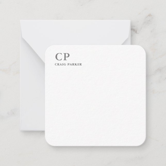 Classical Monogram Professional Plain  Note Card (Front)