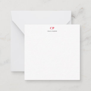 Classical Monogram Professional Plain Red White Note Card