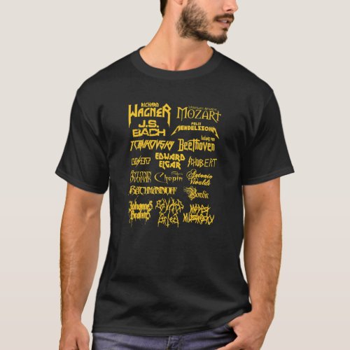 Classical Music Composer In Metal Style T_Shirt