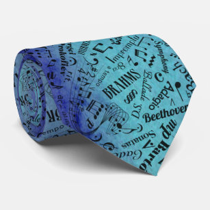 Classical Music Composer Notation Symbol Teal Blue Neck Tie